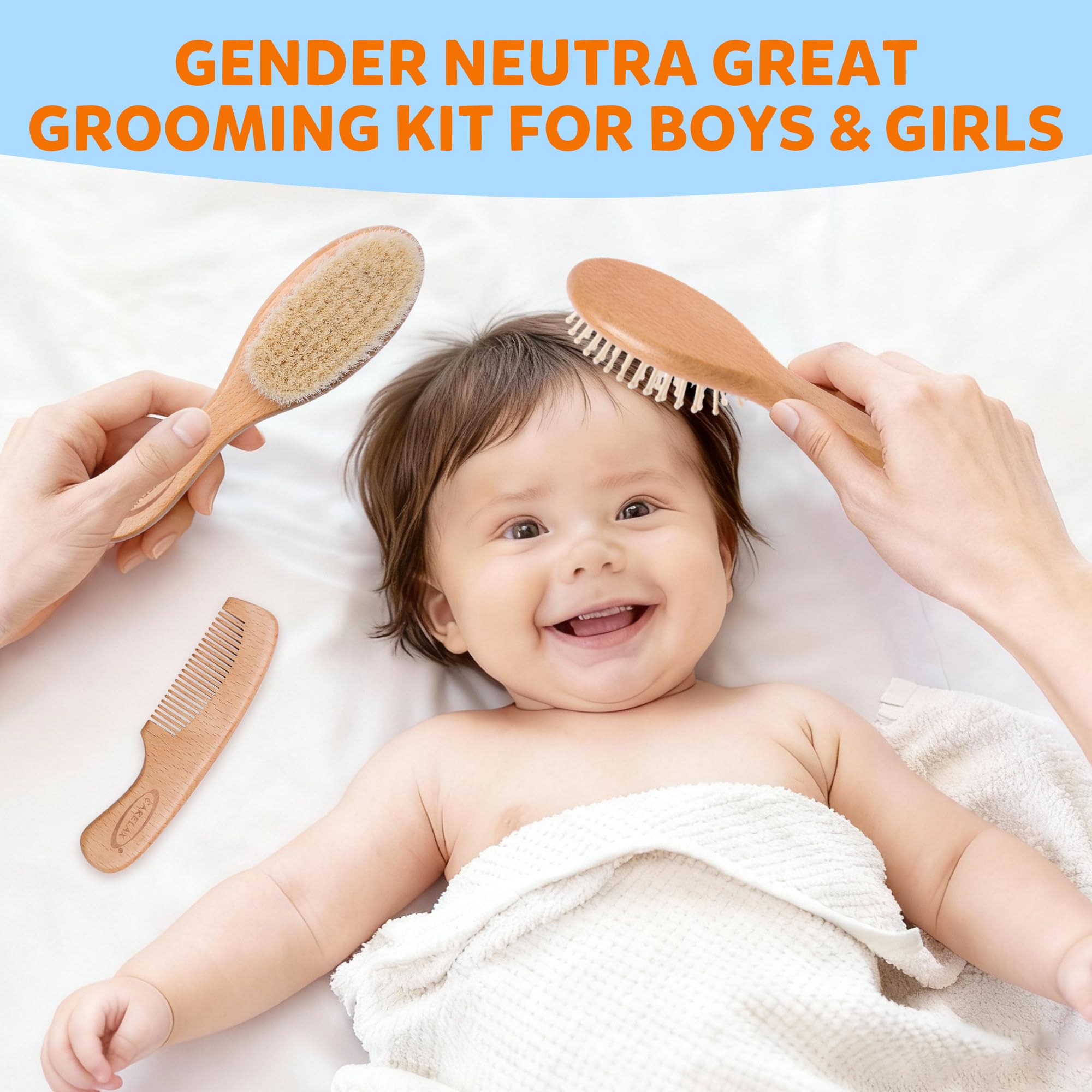 CARELAX grooming set grows with baby from newborn to toddler.