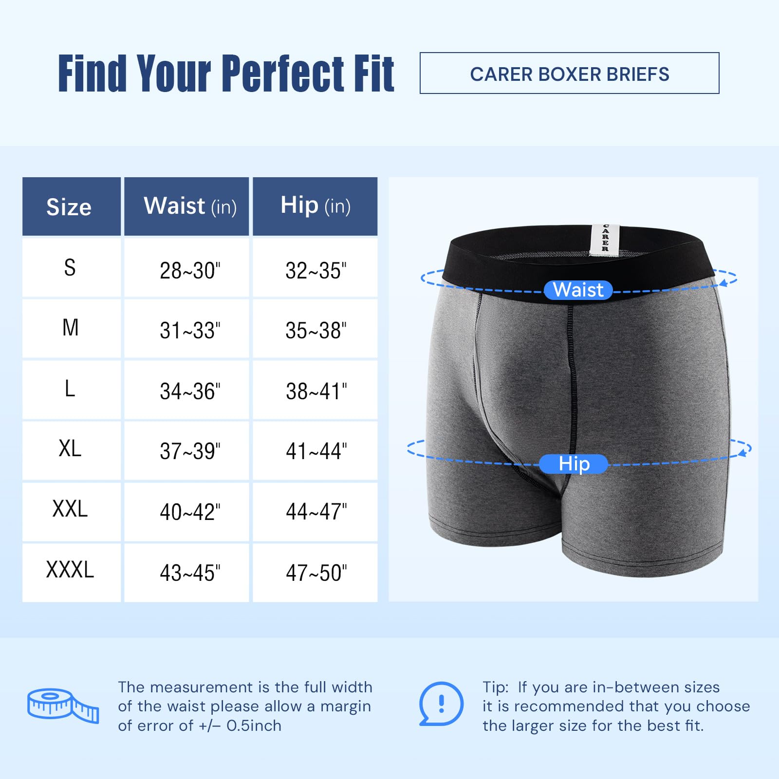 CARER box briefs packaging showing discreet design