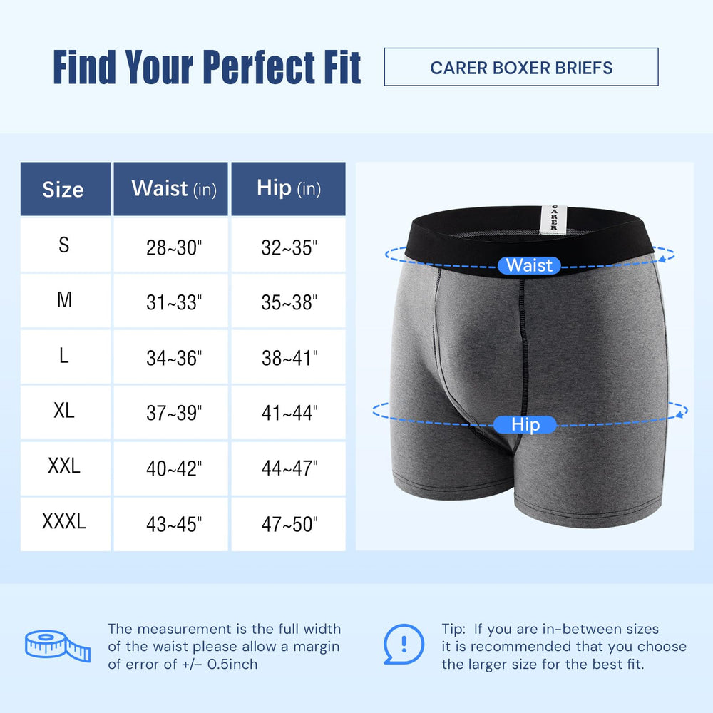 CARER box briefs packaging showing discreet design