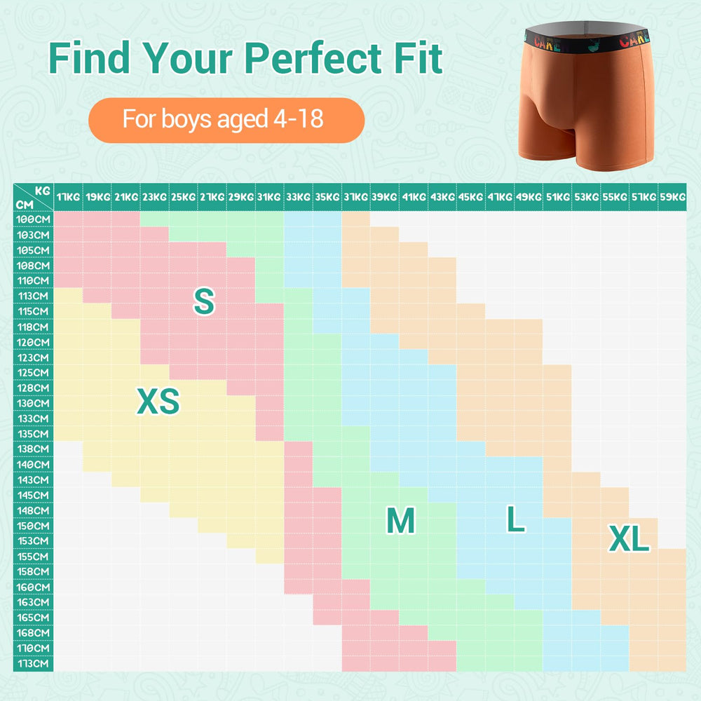 CARER boxer-brief style underwear keeps activity discreet during school.