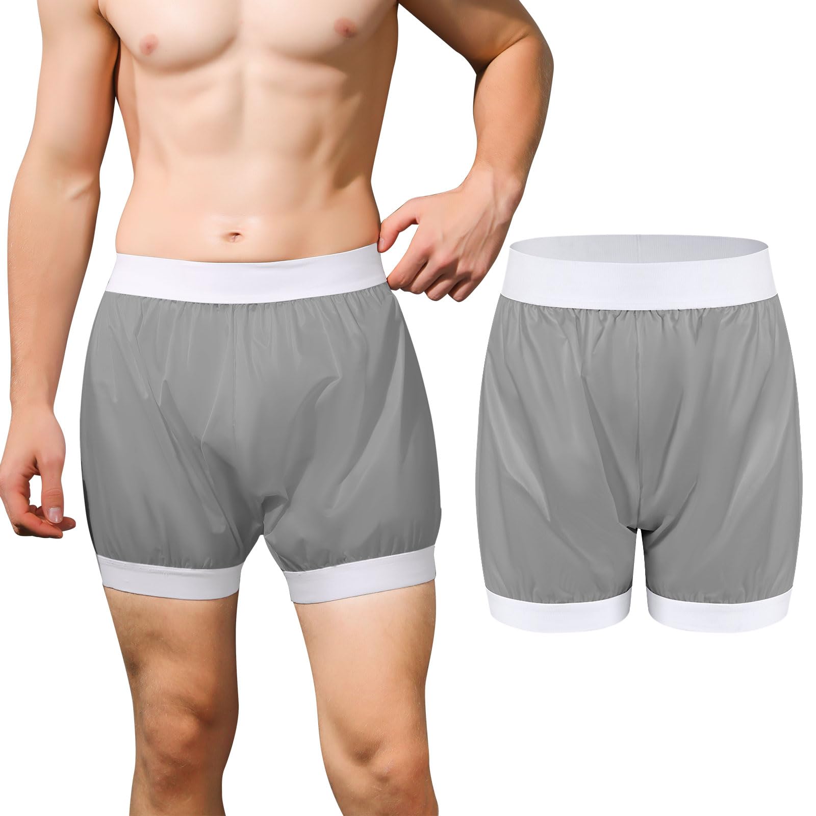 CARER diaper cover gray front view with waterproof protection for daytime use