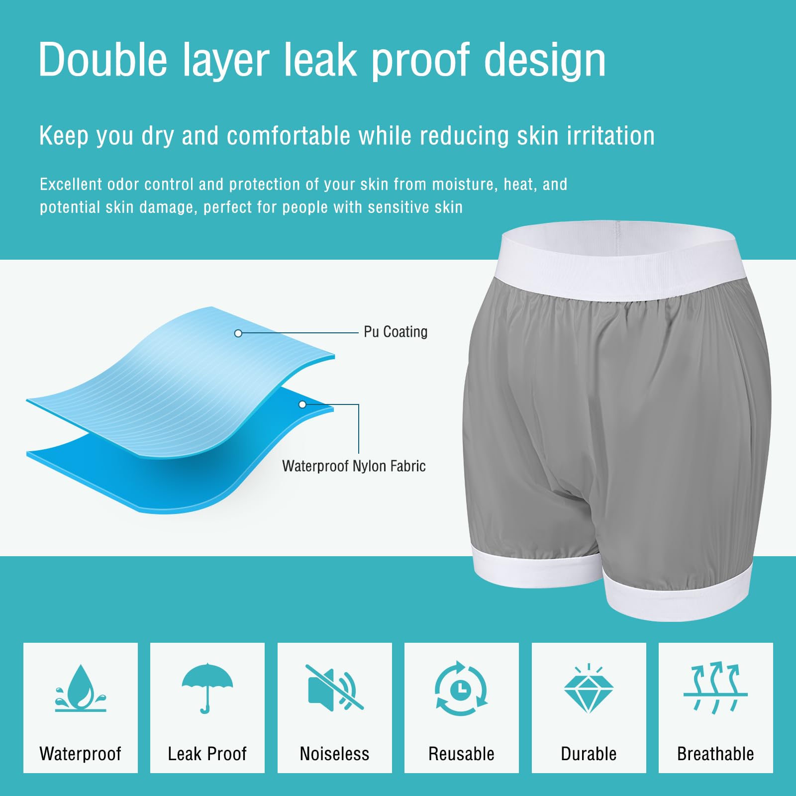 Closeup of widened waistband on Carer diaper covers for a comfortable fit.