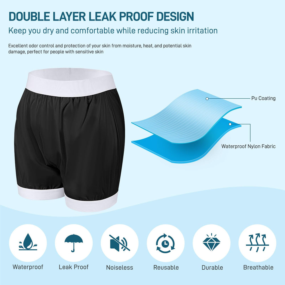 CARER side elastic detail highlights snug, leak-resistant fit.