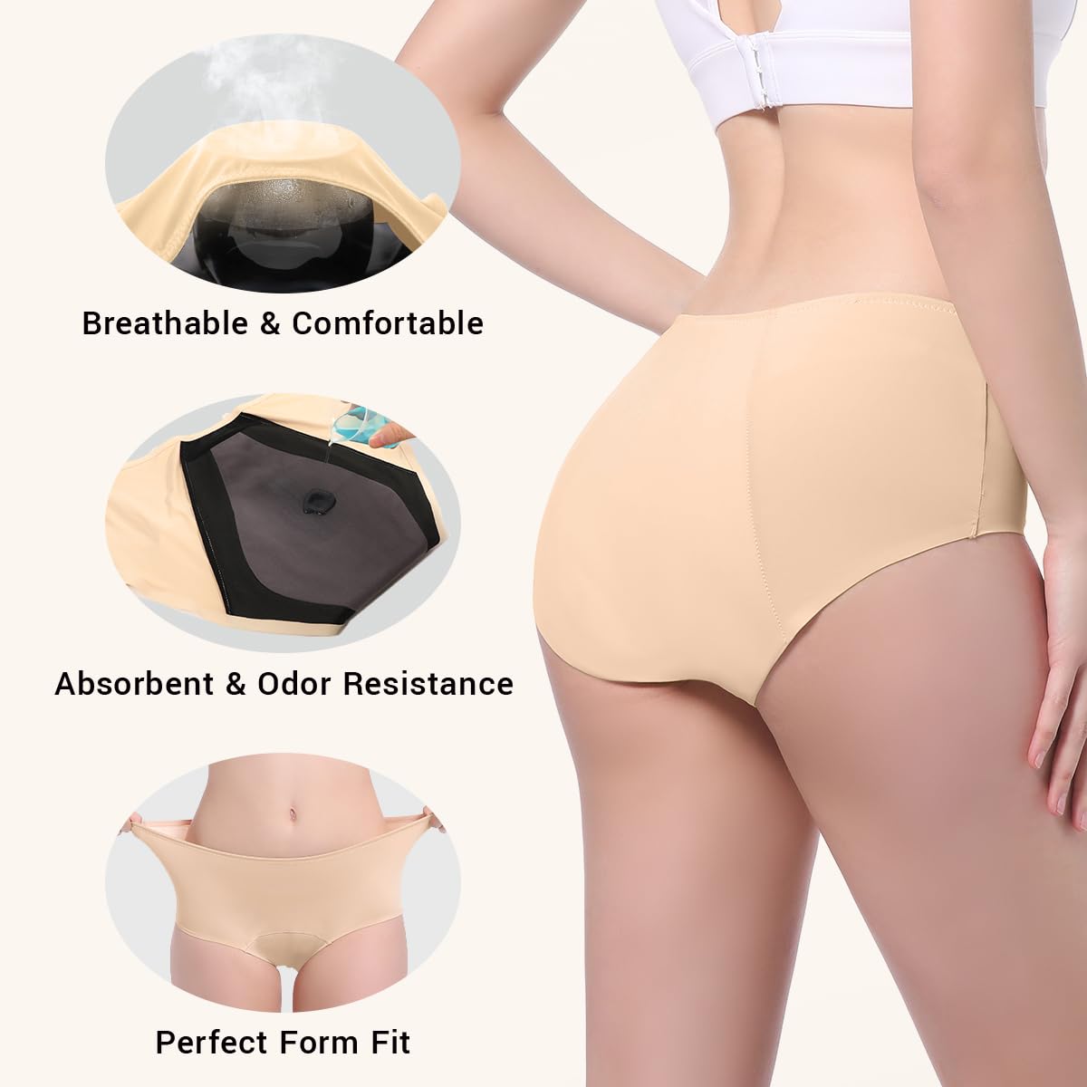 CARER Healthcare Incontinence Underwear back absorbent pad provides full coverage and protection.