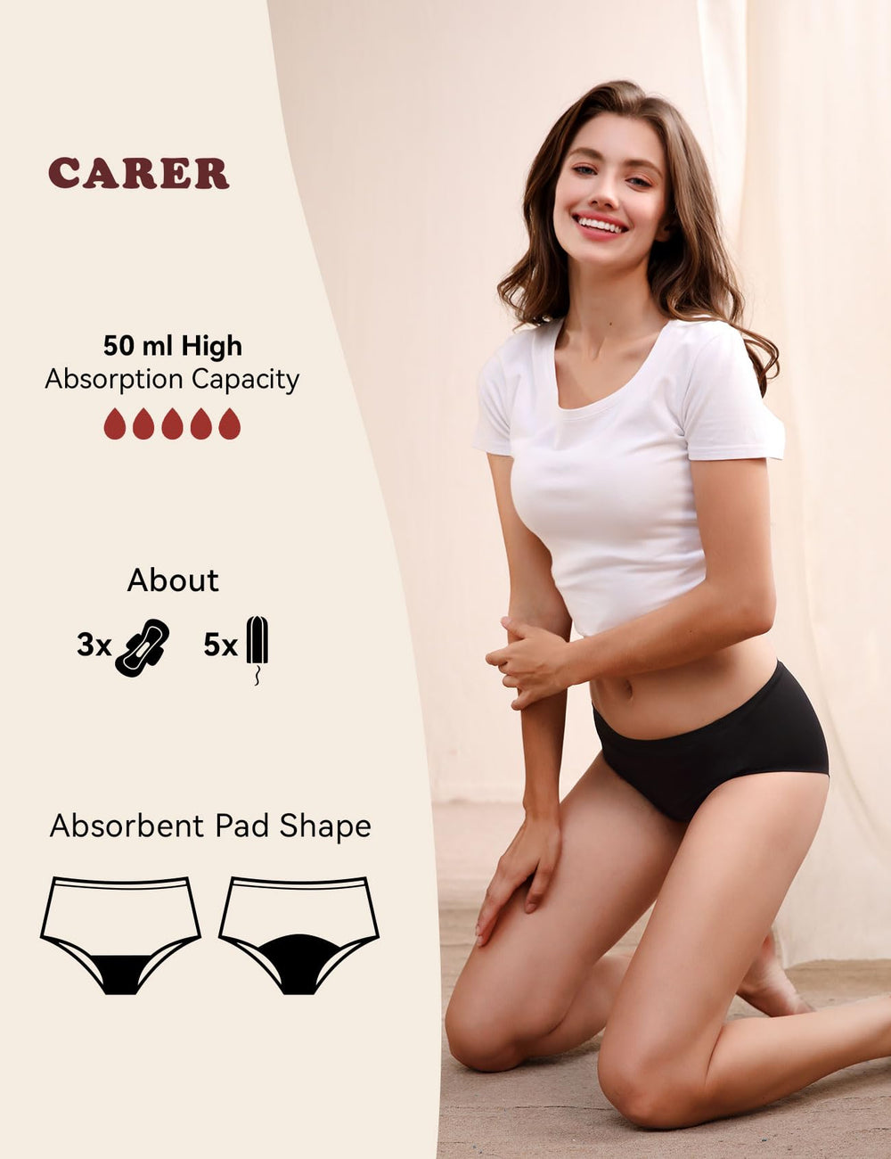 CARER underwear side view highlighting snug fit for comfortable wear