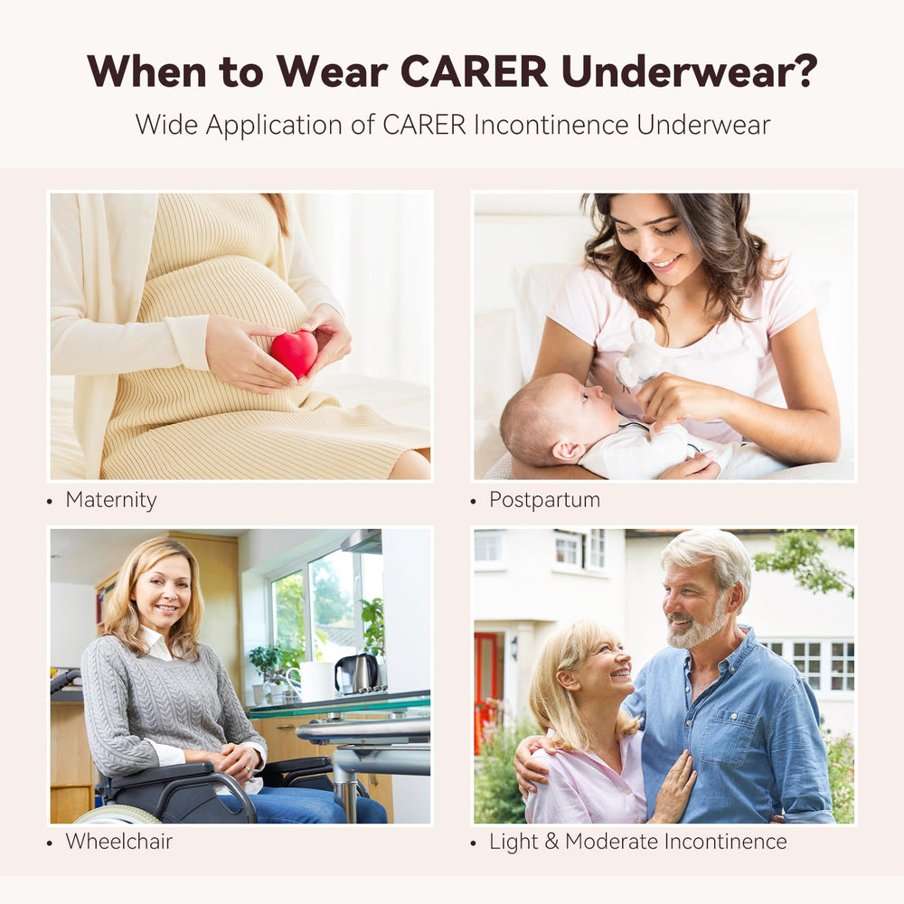 CARER postpartum-use friendly underwear offering reliable protection after delivery.