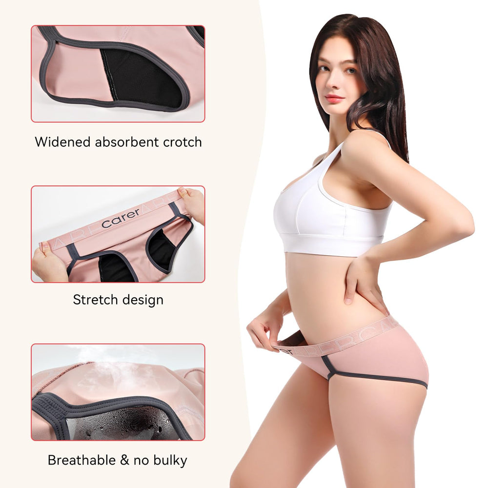 CARER period underwear elastic waistband detail showing secure fit