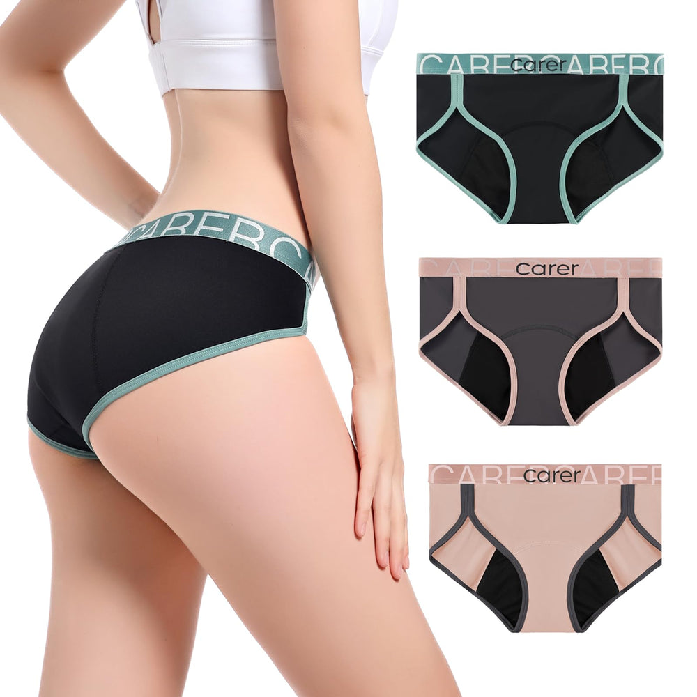 CARER period underwear 3-pack packshot for confident all-day wear