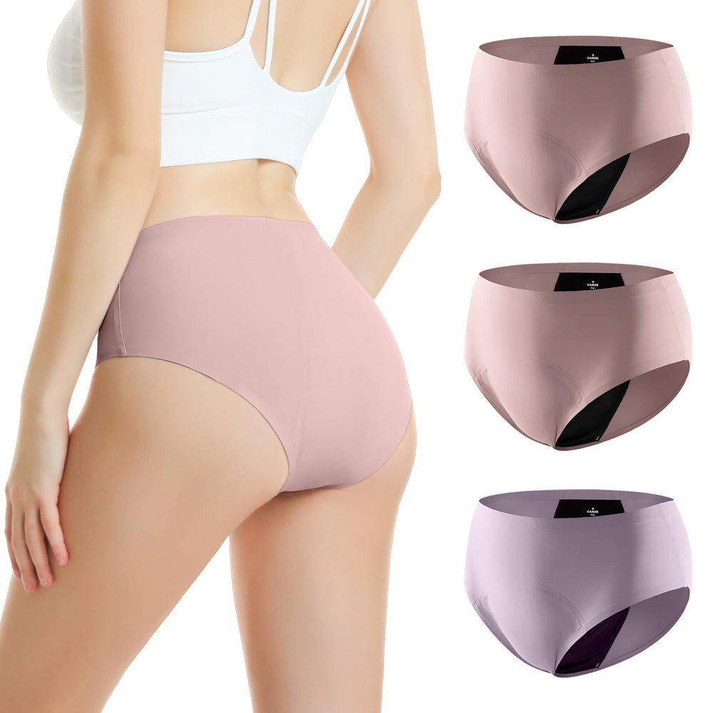CARER heavy-flow period underwear pink front view with leak protection.