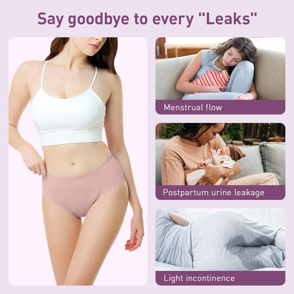 CARER purple back view highlighting extended leak protection.