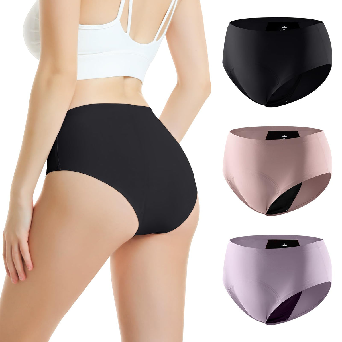 CARER high absorbency period underwear in seamless fit for heavy flow and day-long protection