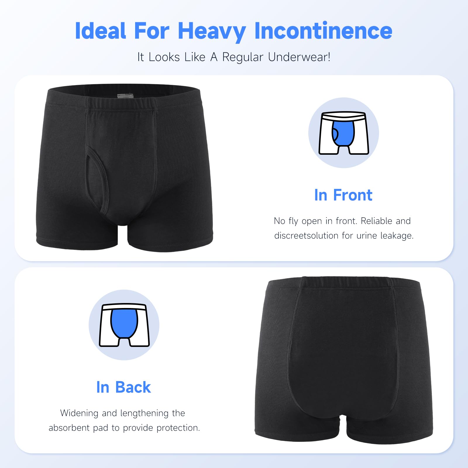 CARER men's underwear – back view, full coverage for daytime comfort.