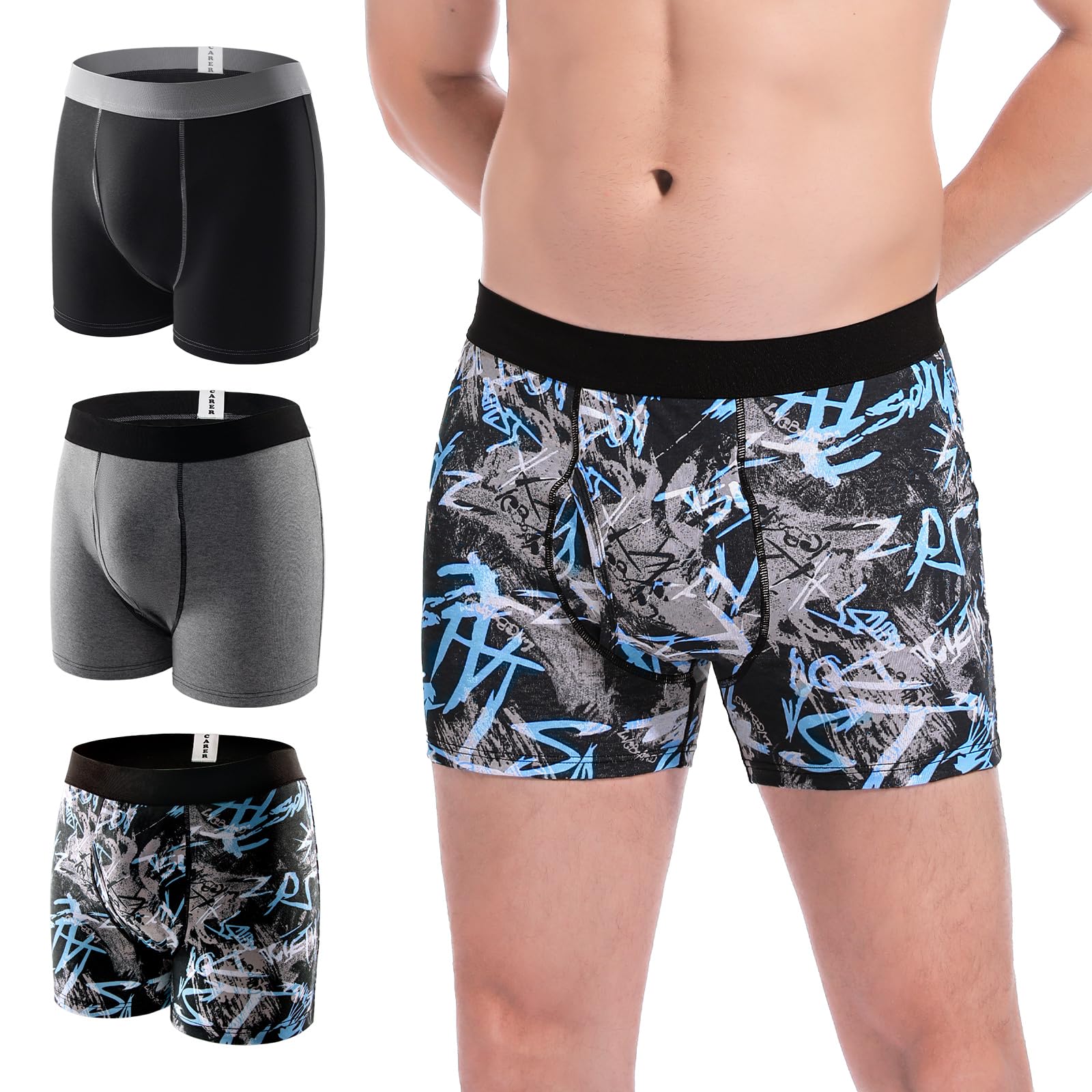 CARER men’s underwear with front absorbent layer for light leakage protection all day.