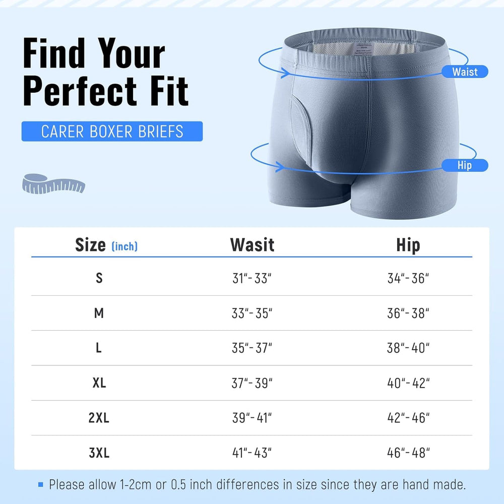 CARER three-pack packaging highlighting washable, economical underwear.