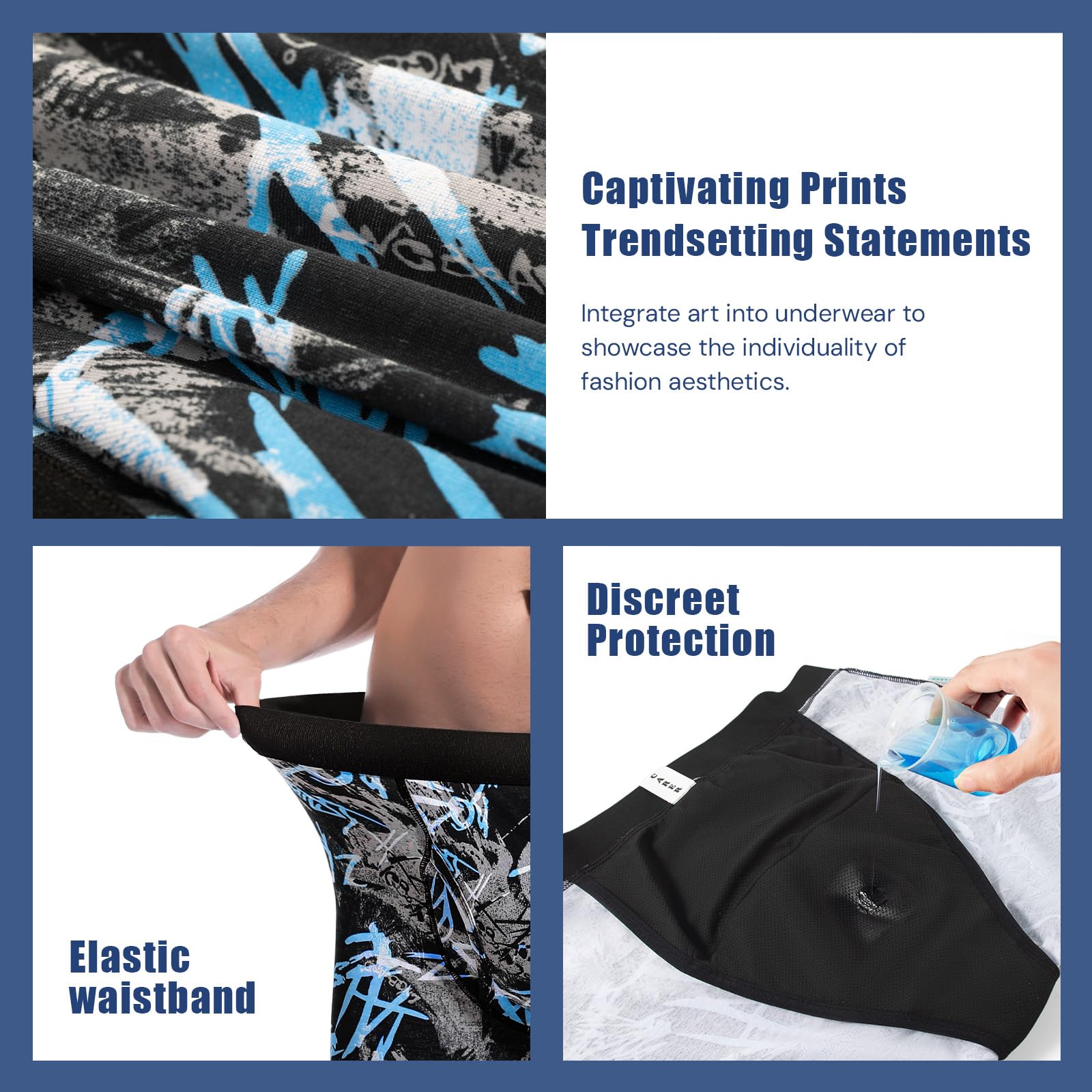 CARER pattern black boxer briefs offering discreet daily wear.