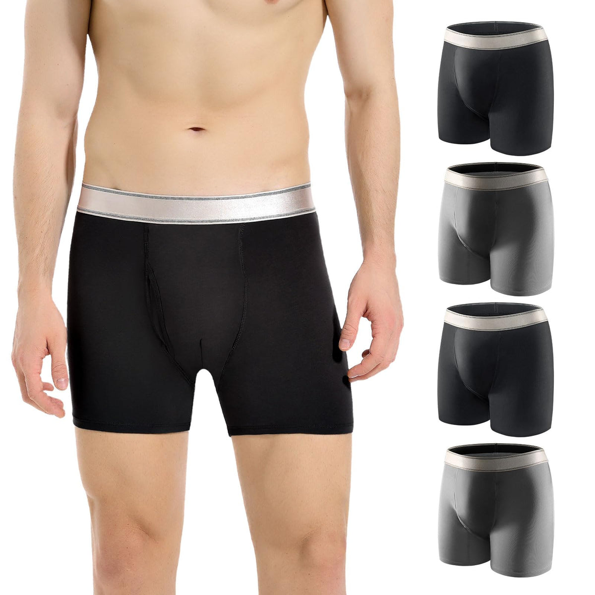 CARER men's incontinence underwear 4-pack with front fly for discreet daily wear.