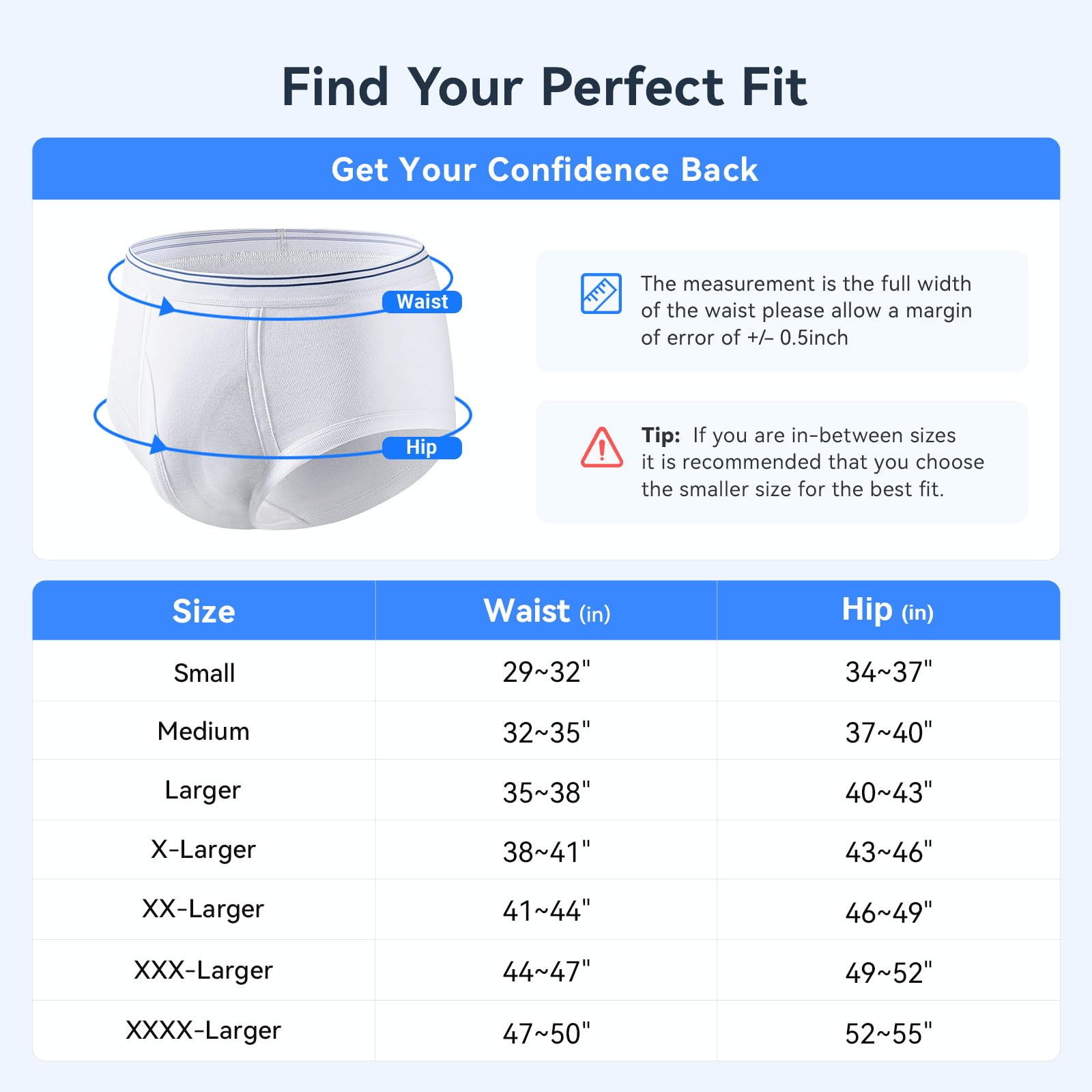 Care instructions for CARER washable underwear: machine or hand wash.
