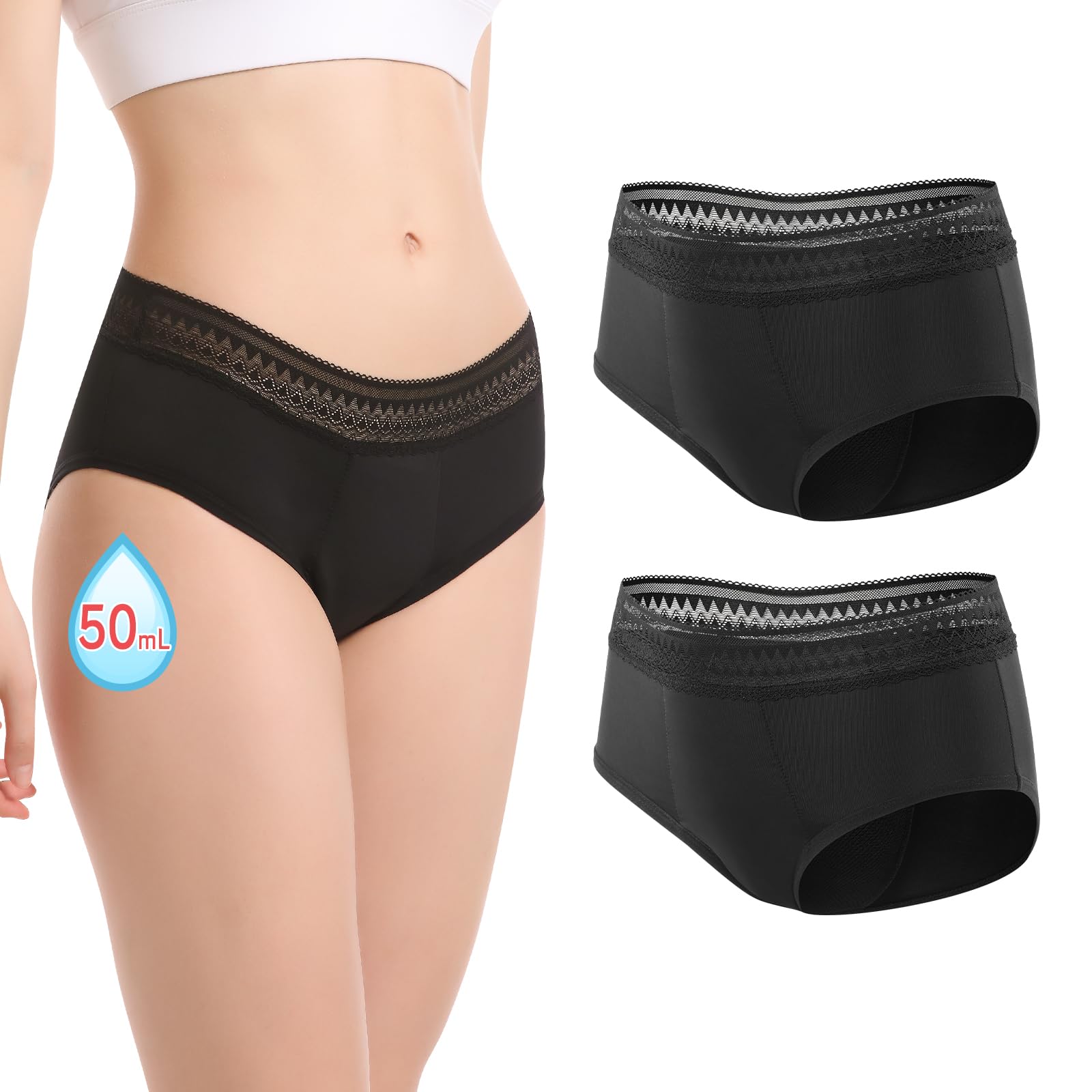 CARER period underwear lace black 3XL front view with elegant design and full coverage