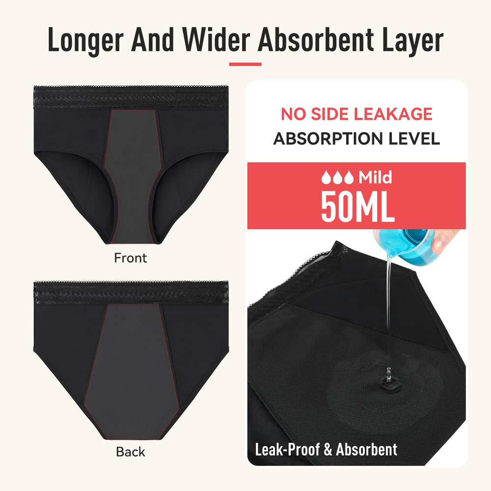 CARER period underwear lace black 3XL on-model wear demonstrates discreet everyday comfort