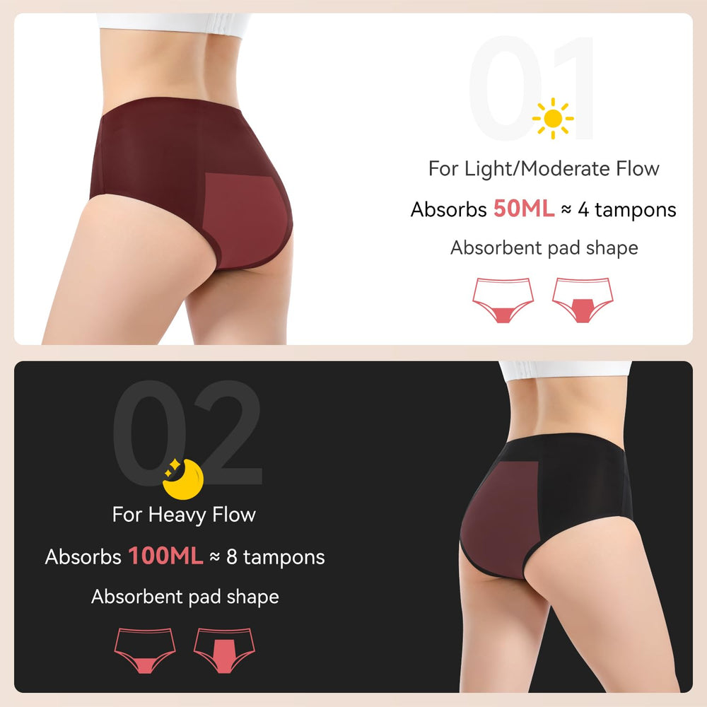CARER Period Underwear leakproof core delivers dry, secure coverage throughout the day.