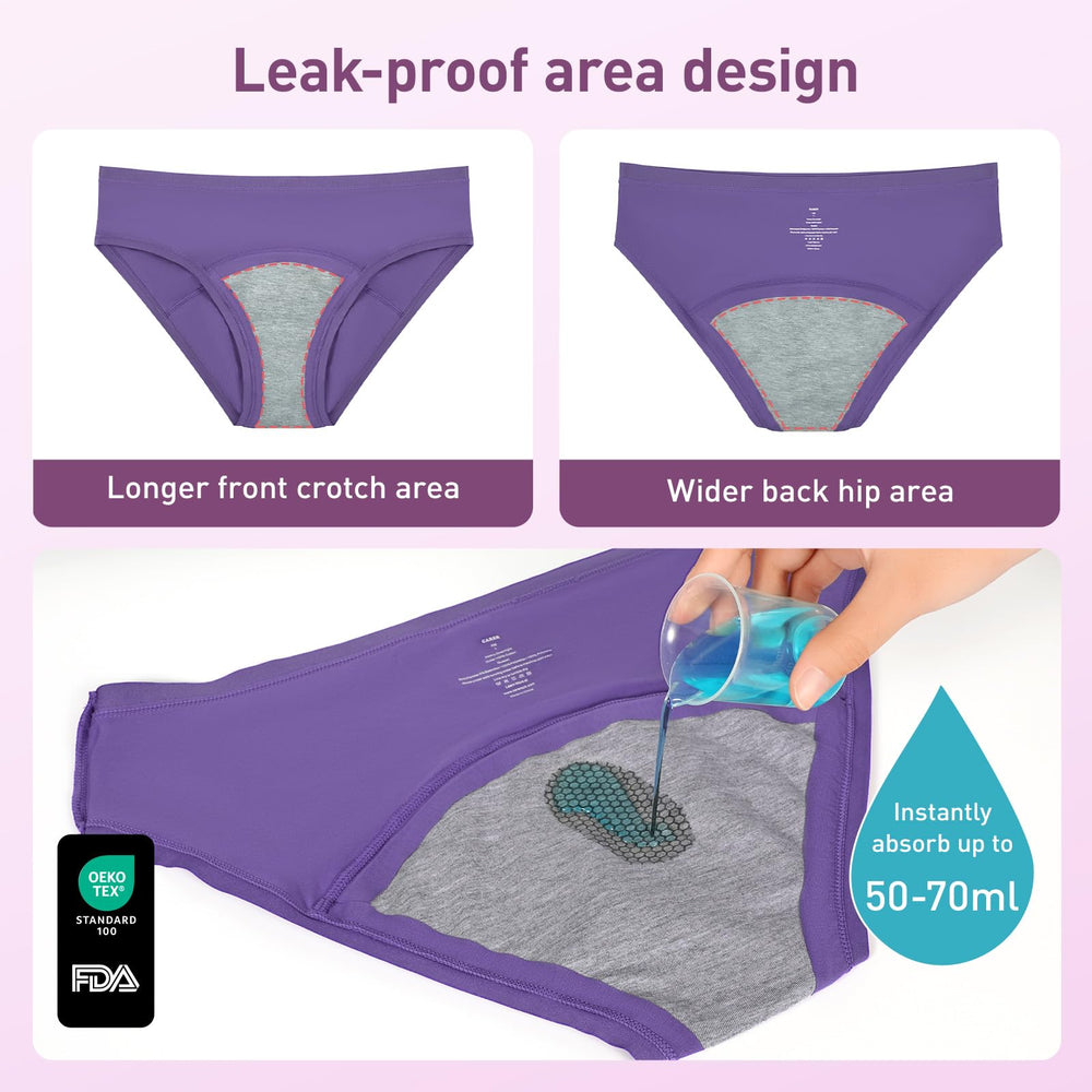 Carer Period Underwear leakproof front and back liner to prevent leaks.