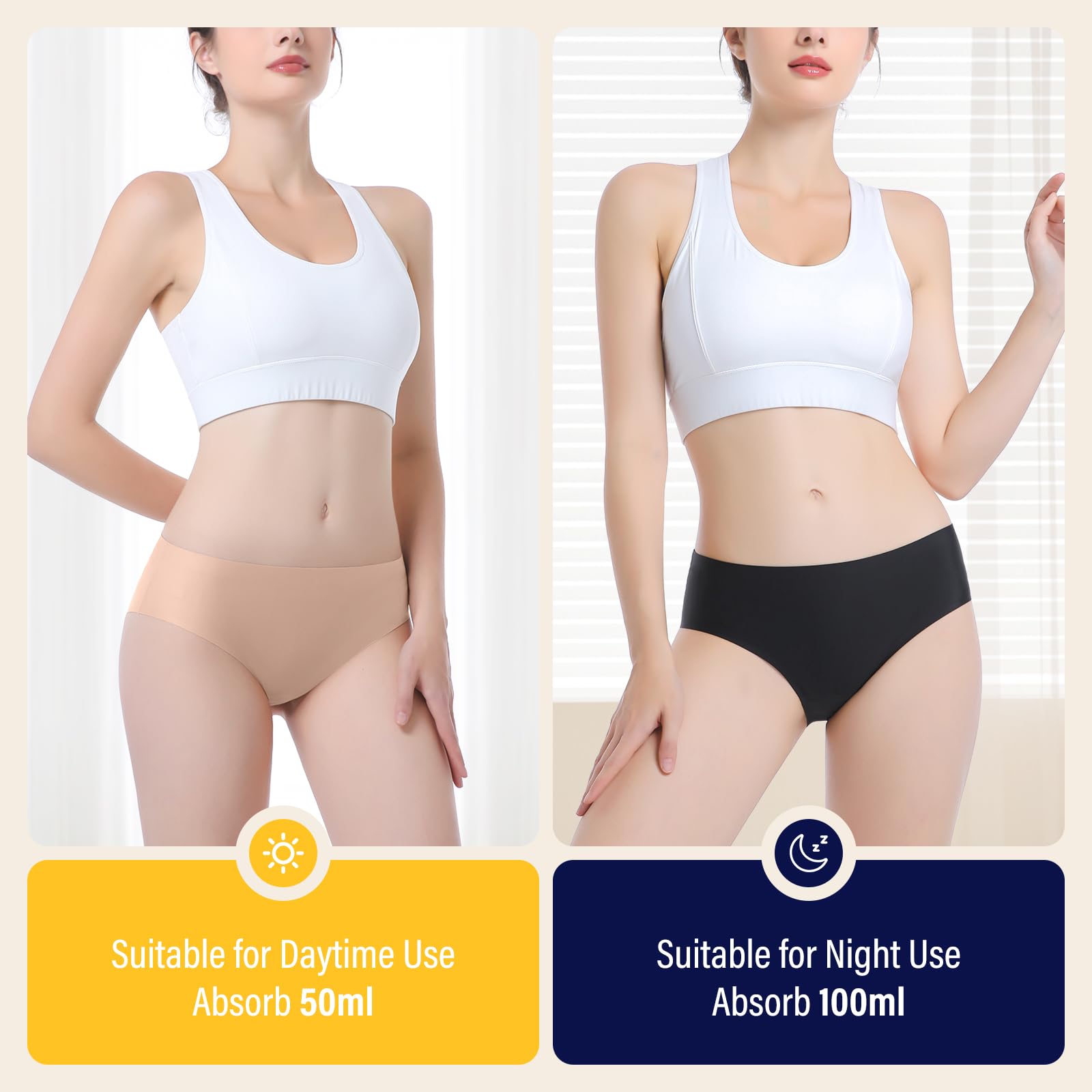 CARER period underwear night-absorb-100ml: reliable overnight protection for restful sleep.