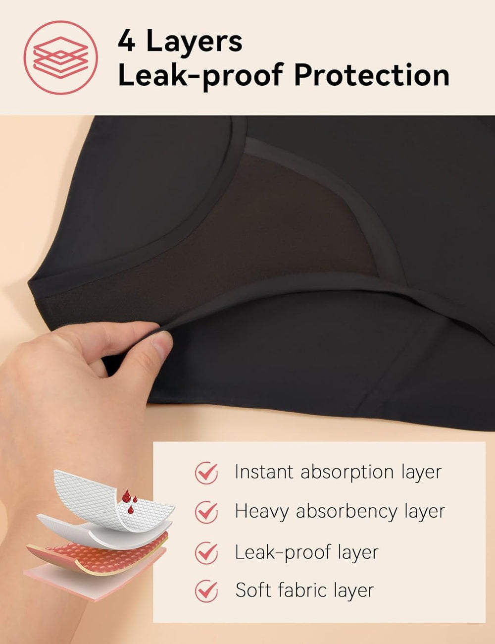 CARER Period Underwear seamless design stays invisible under clothes and fits smoothly.