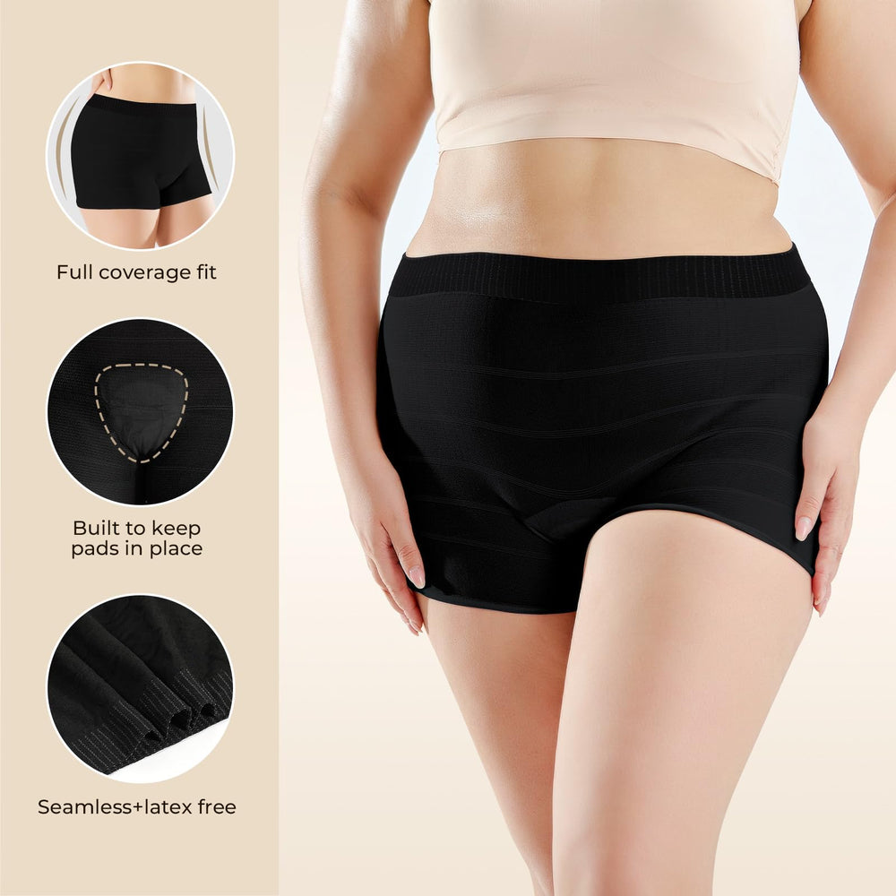 CARER postpartum underwear latex-free; skin-friendly for sensitive skin.