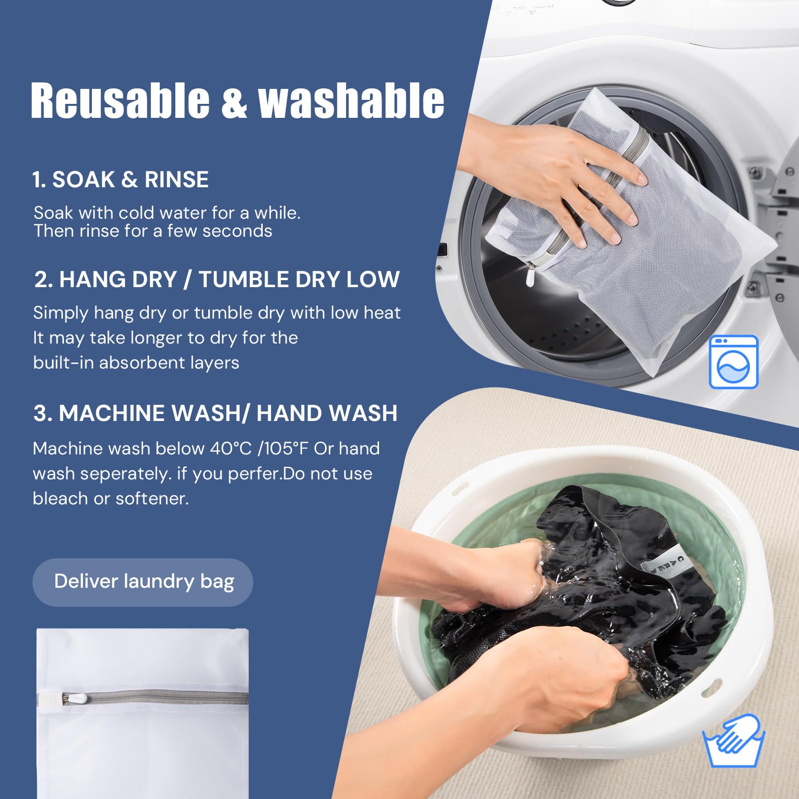 CARER washable and reusable design reduces disposable waste.