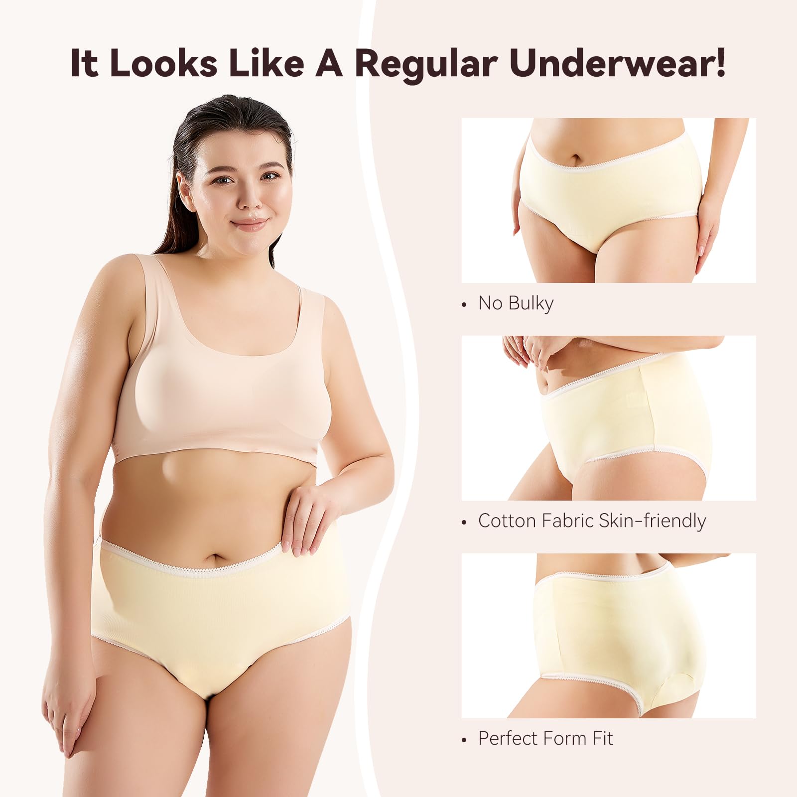 CARER Incontinence underwear worn-flat demonstrating comfortable, non-bulky daily wear