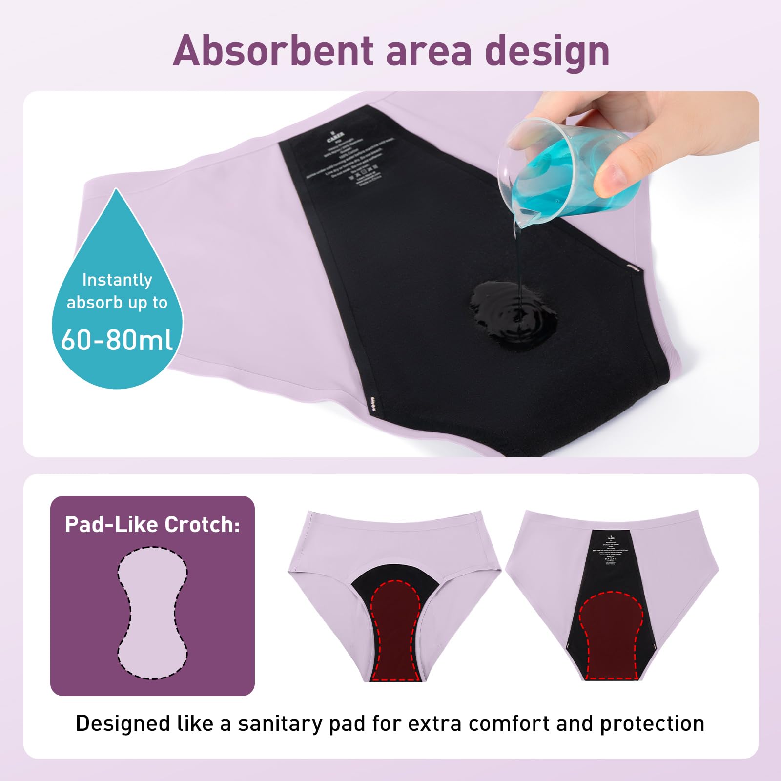 CARER women period panties offering leakproof protection for sleep and travel