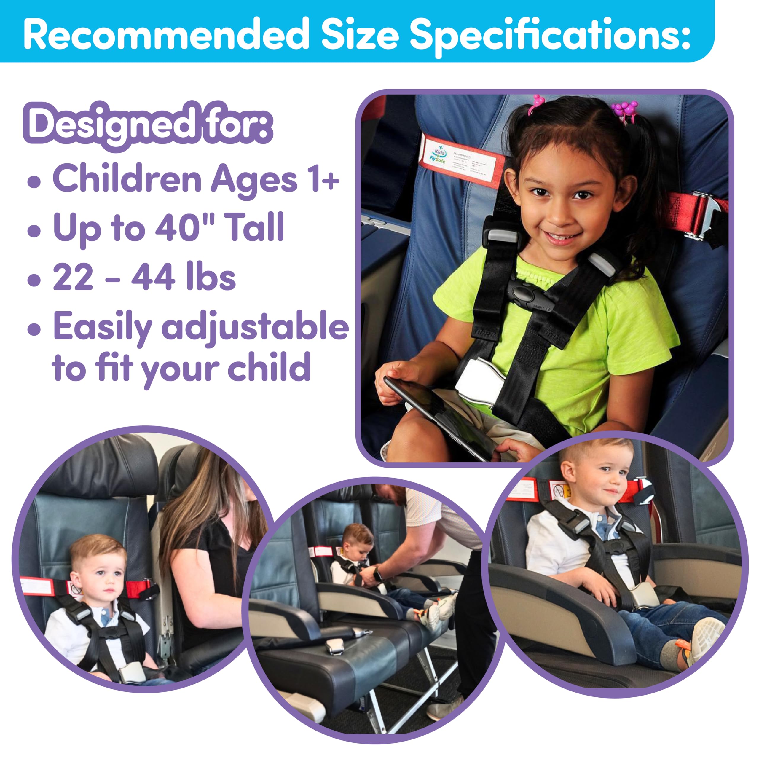 CARES seat attachment in one minute for easy setup on any seat.