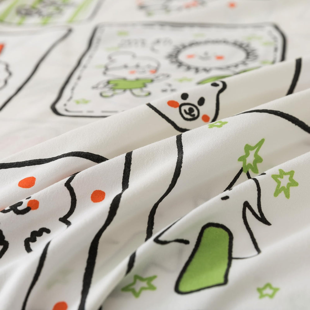 Caressma bedding set twin green full view, easy styling for kids
