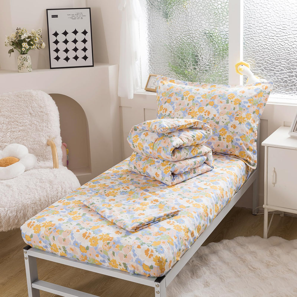 Caressma pillowcase 20x30 with yellow flower print, gentle night comfort