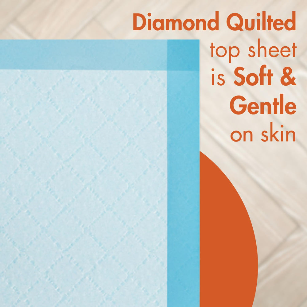 Caring disposable underpads pre-folded design for easy storage and on-the-go use.