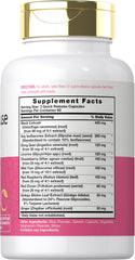 Carlyle menopause packaging label highlights quality and dietary details.