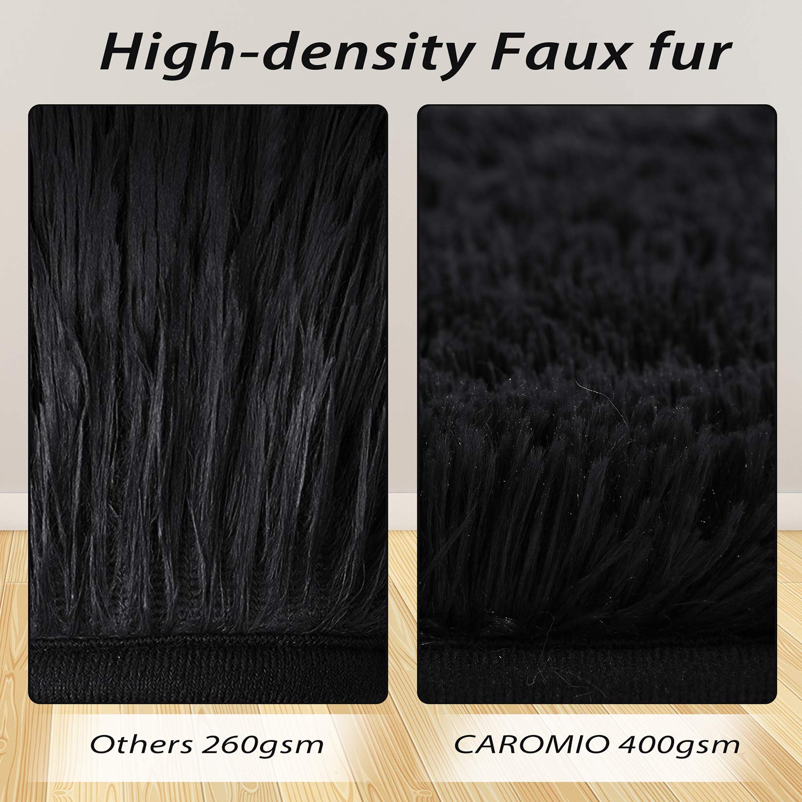 CAROMIO Shag Fluffy Area Rug anti-slip bottom keeps the rug steady during play