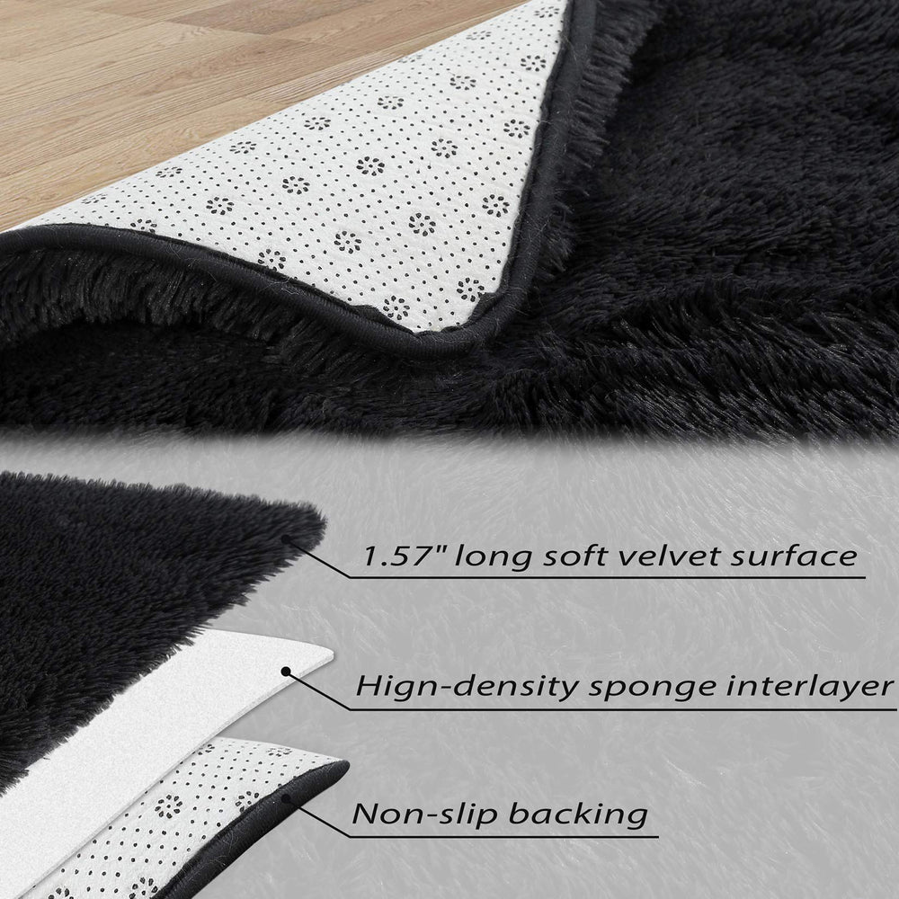 CAROMIO Shag Fluffy Area Rug odor-free polyester surface ensures safe lounging