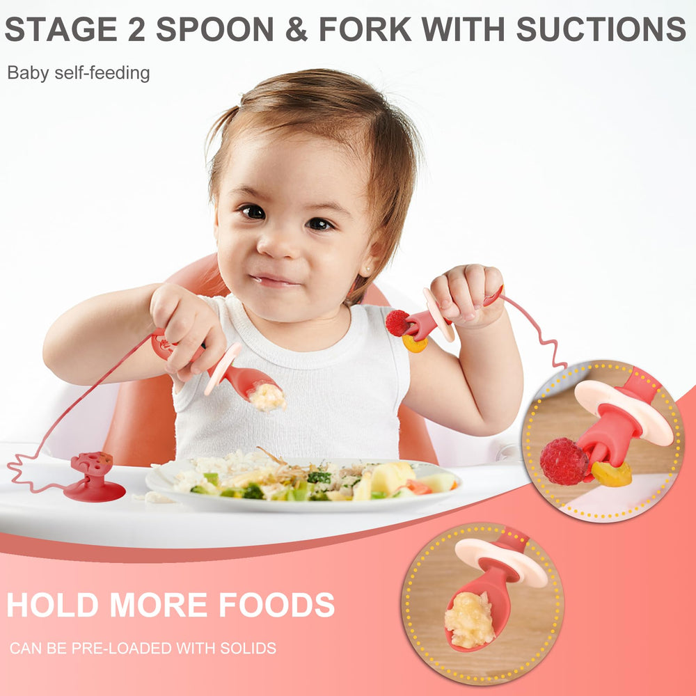 Caromolly stage two spoon and fork for food-to-mouth practice