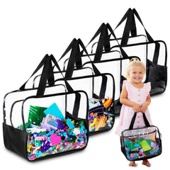 CARPETBOX 4-pack extra large clear bags with zipper and handle for toy storage.