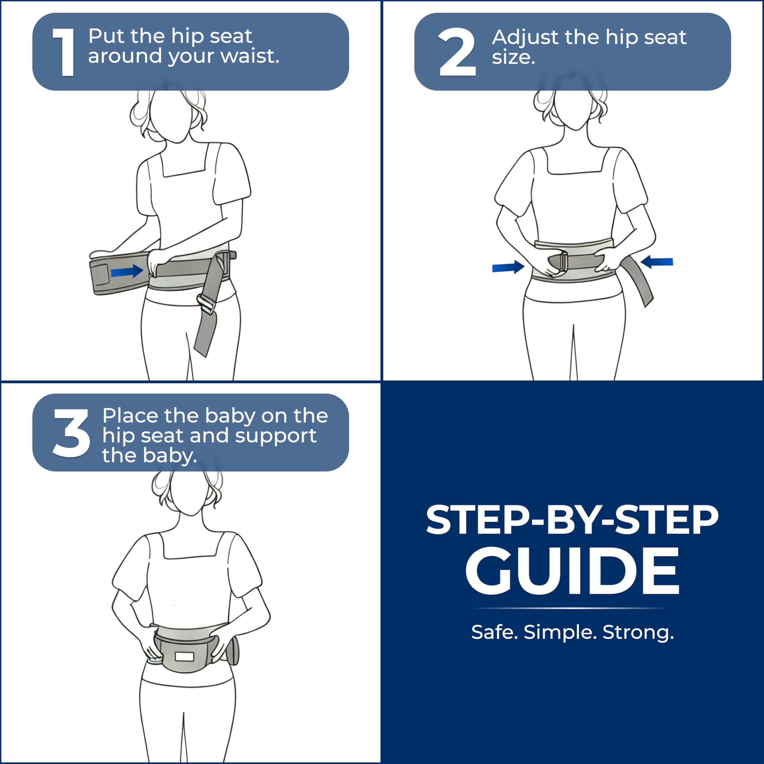 CarryMe lightweight breathable fabric keeps both parent and baby comfortable.