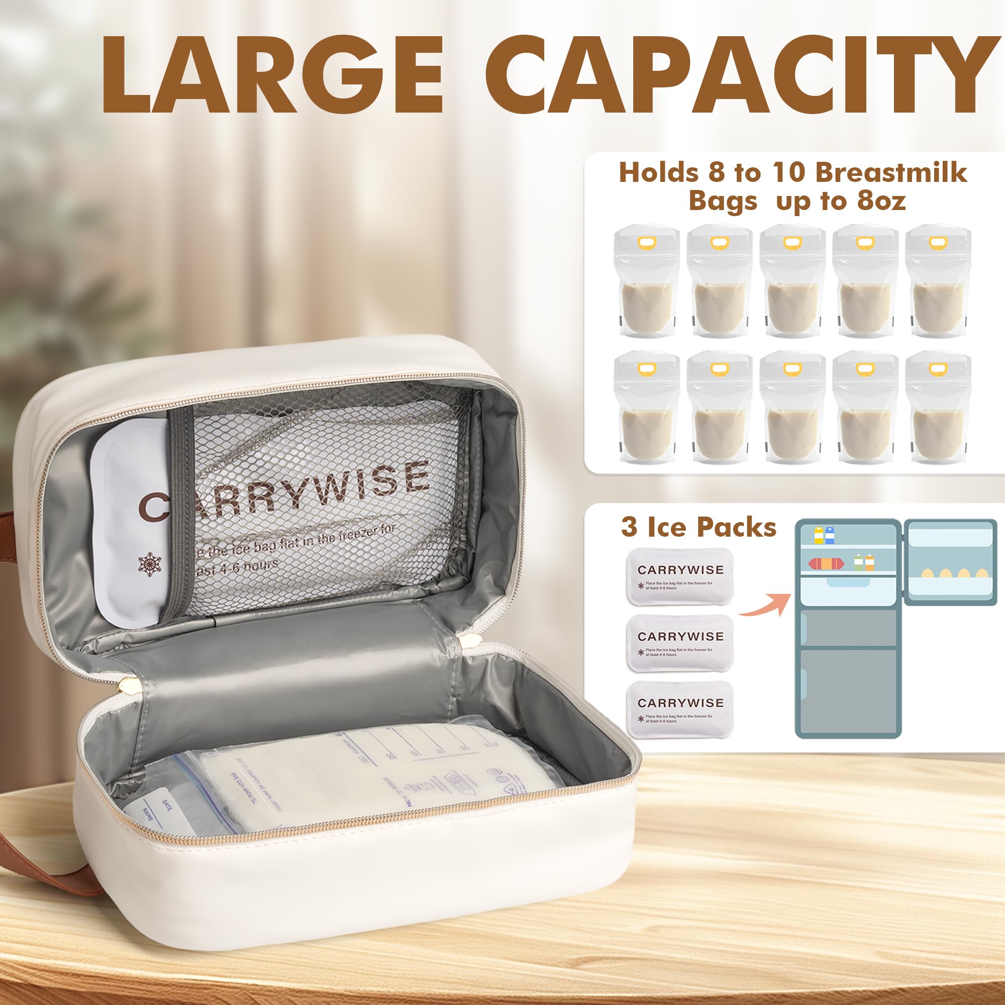 CarryWise breast milk cooler with buckled handle attaches to stroller