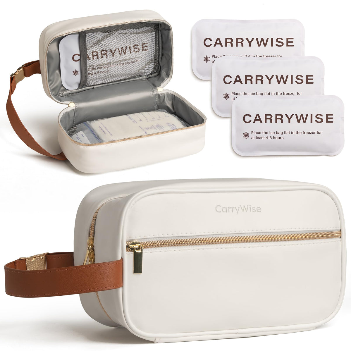 CarryWise breast milk cooler bag interior ice-pack pocket keeps milk cool
