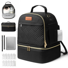 CarryWise breast pump bag upper compartment keeps pump and accessories organized for busy days.