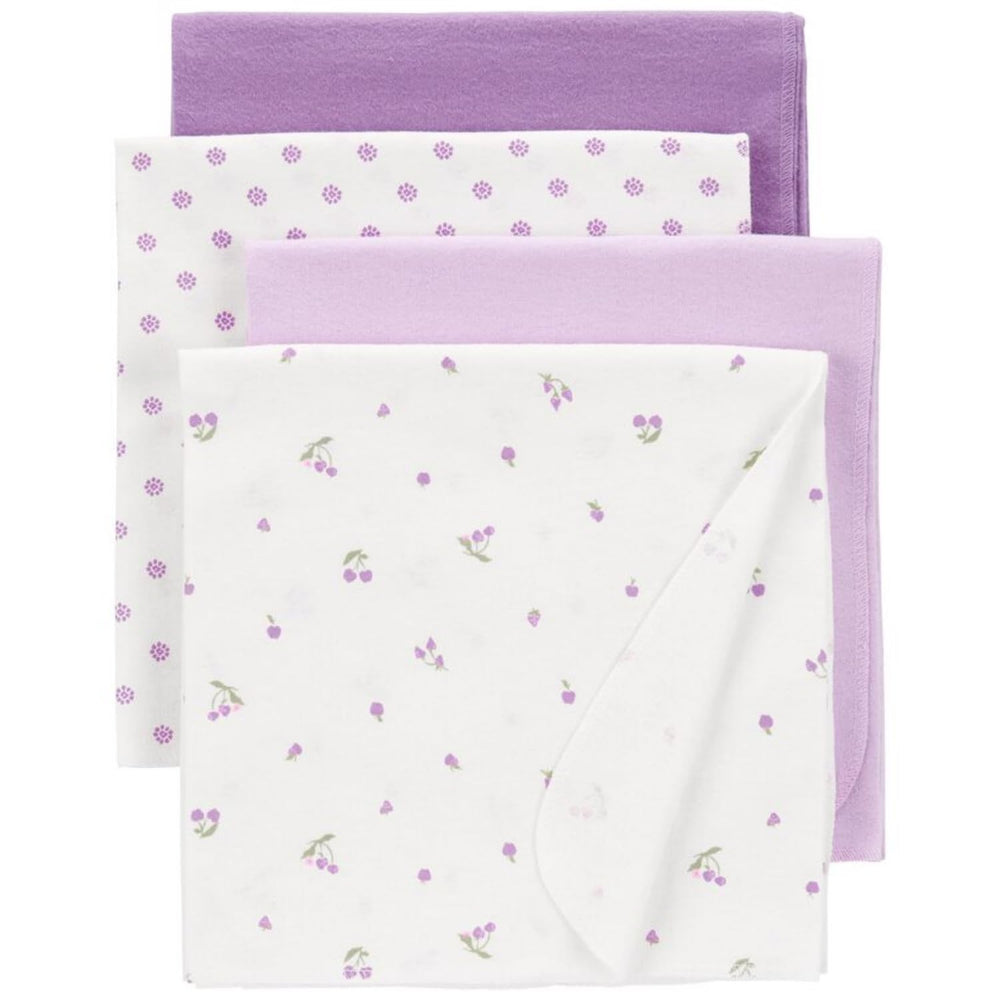 Carters purple baby receiving blankets 4-pack for swaddling and cuddling