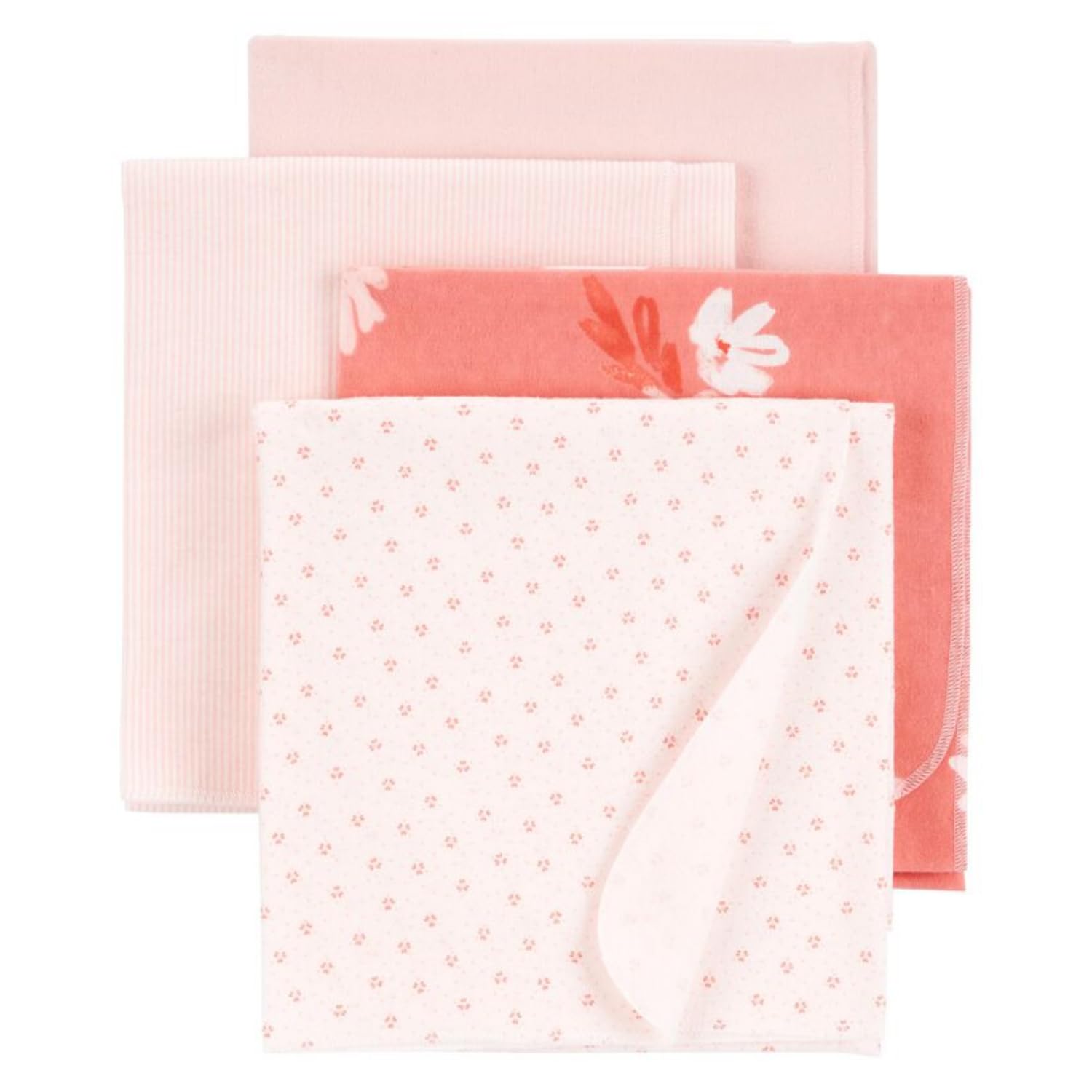 Carter's 4-pack receiving blankets pink folded for gentle swaddling.