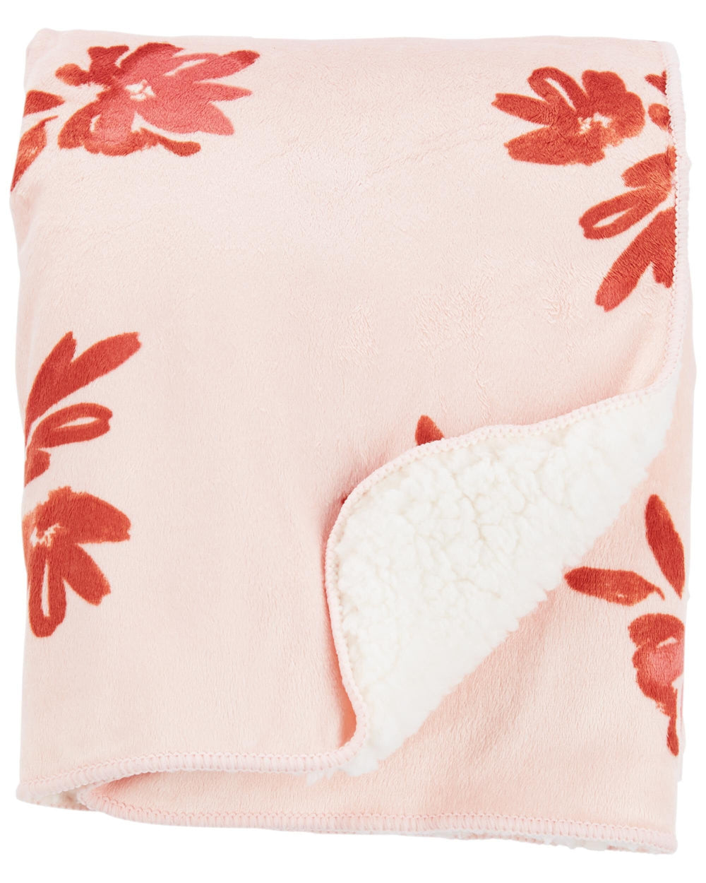 Carter's baby cozy-lined blanket in pink shows soft velboa texture for gentle cuddles