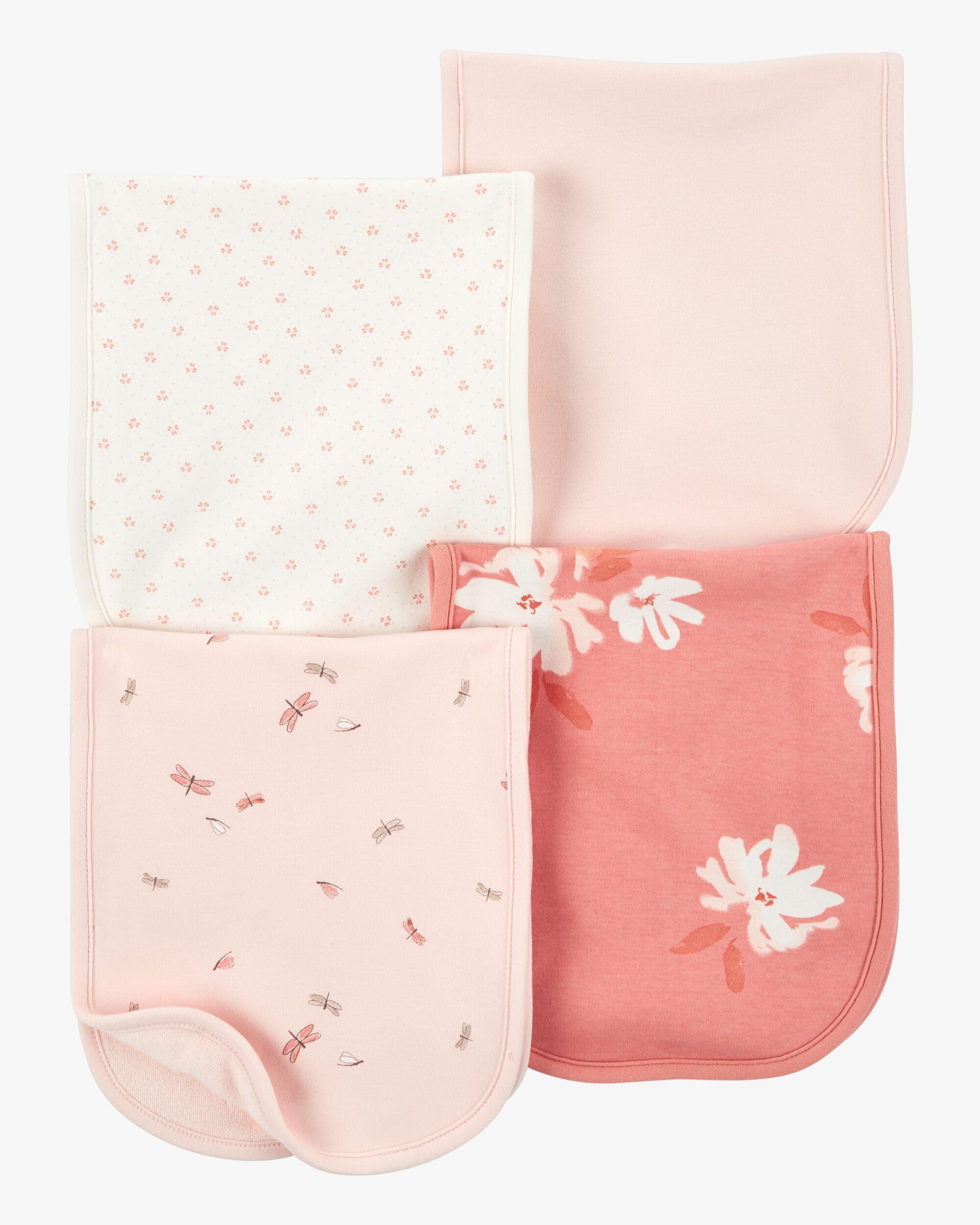 Carter's baby burp cloths in pink/heather protect outfits during feeds