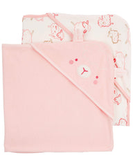 Carter's Baby Hooded Towel 2-pack light pink back view shows cozy hood.