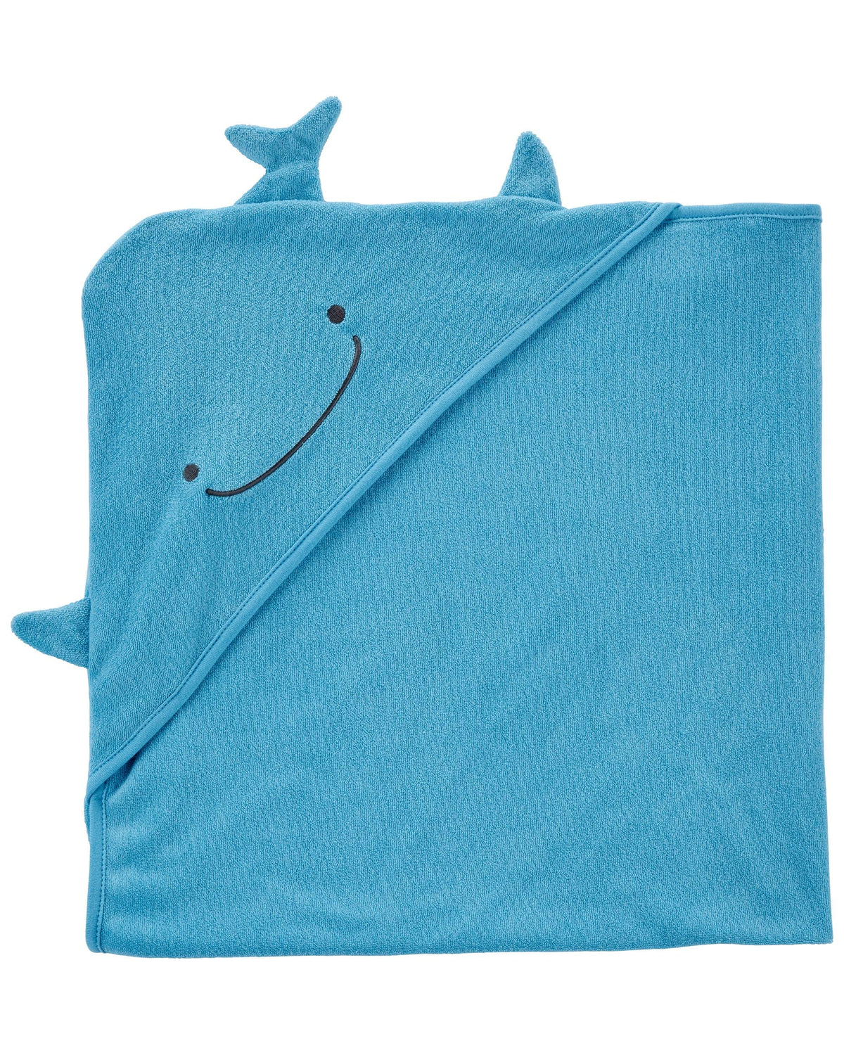 Carter's baby hooded towel light blue full view shows soft, absorbent fabric for bath time.